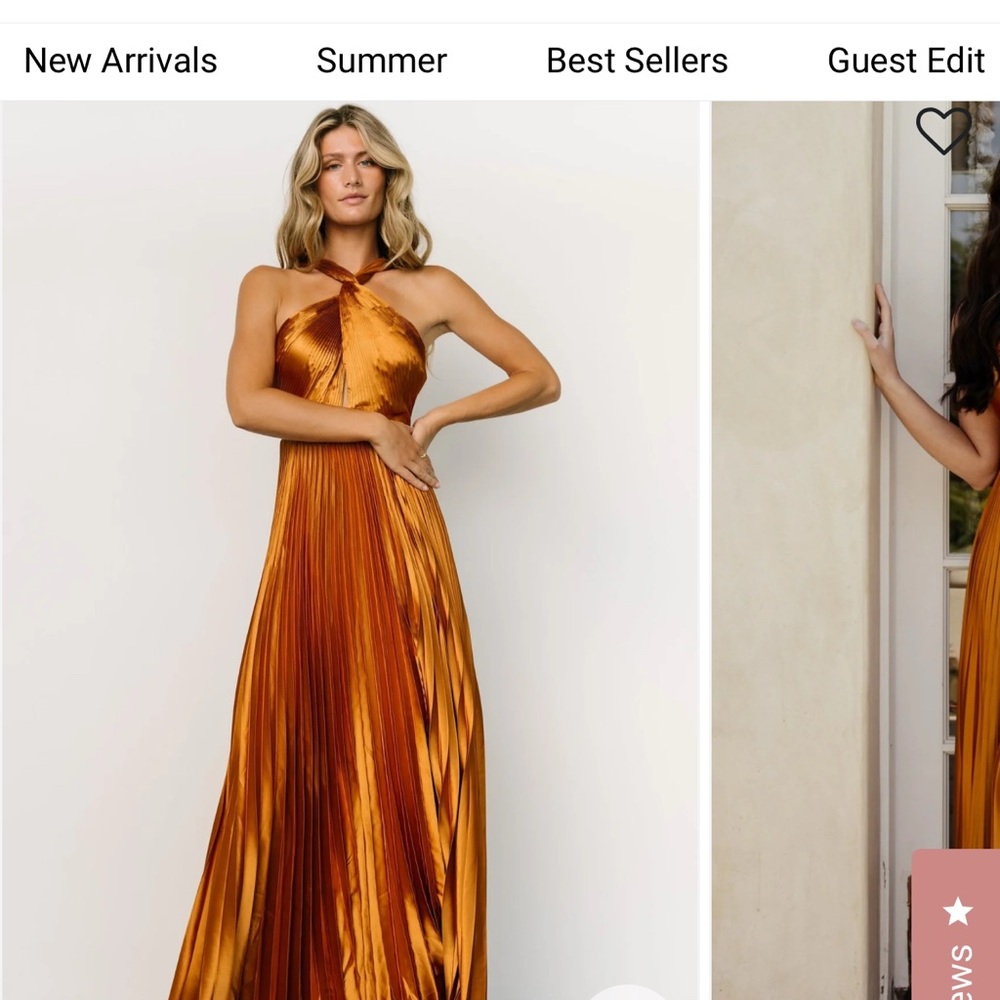 Baltic Born Halter Neck Satin Maxi Dress - Copper